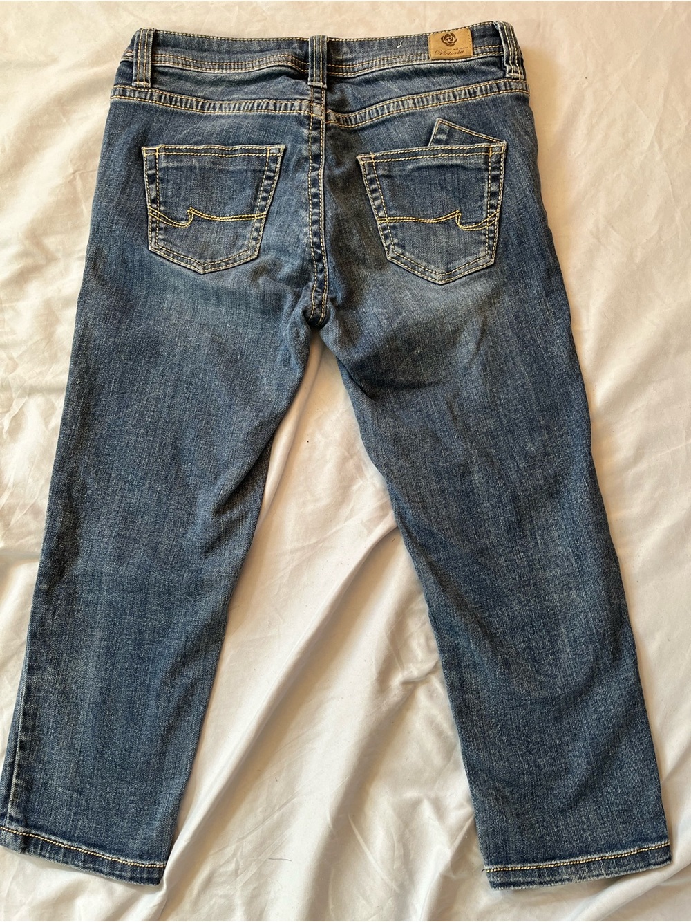 BIG TRAIN Victoria Cute Embroidered Capri Jeans Tagged L - See Measurements
